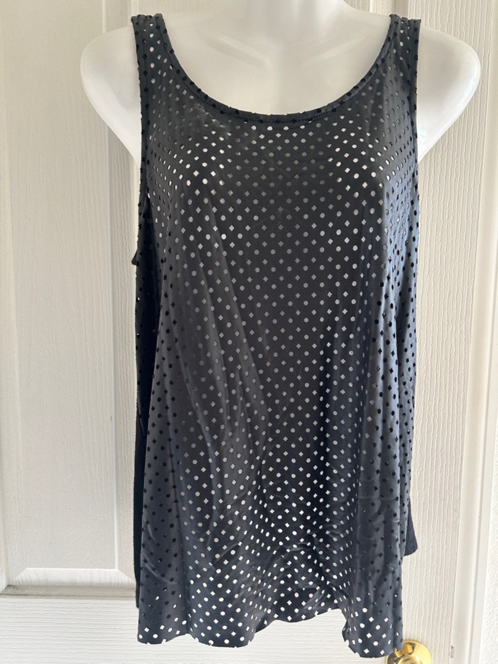 Romeo & Juliet Couture Black Perforated Sleeveless Tank